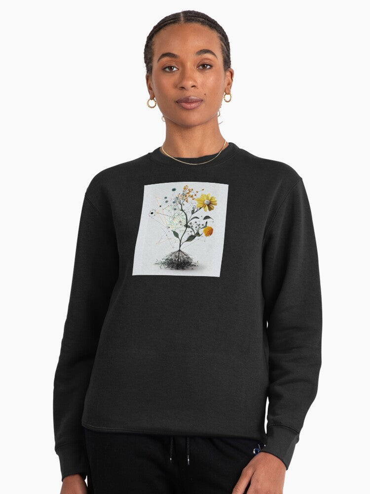 Neural Network Flower Art Pullover - Tech Nature Pullover Sweatshirt Black