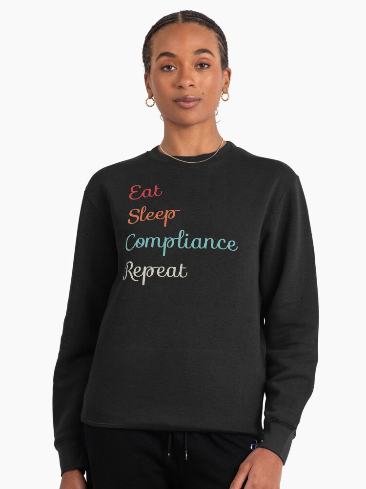 Humorous Compliance Pullover: Witty Workplace Culture Sweatshirt Black