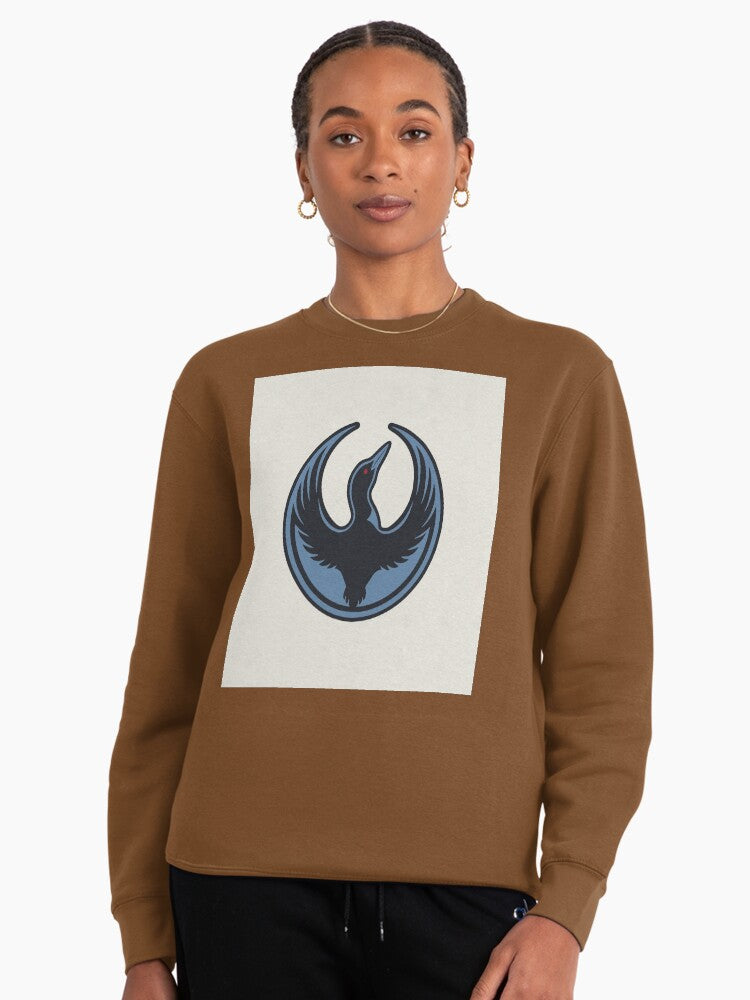 Rebel Loon Bird Pullover - Unique Graphic Pullover Sweatshirt Brown