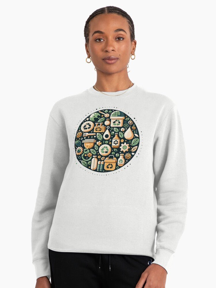 Ecology Illustration Sustainability Concept Pullover Sweatshirt White