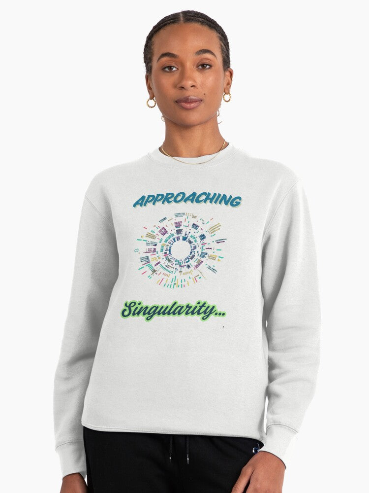 Approaching Singularity Pullover - Futuristic AI Pullover Sweatshirt White
