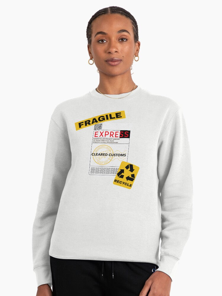 Custom Holiday Shipping Label Pullover Sweatshirt - Novelty Top White