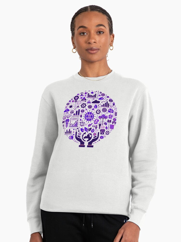 Eco Friendly Green Invest Artwork Pullover Sweatshirt White