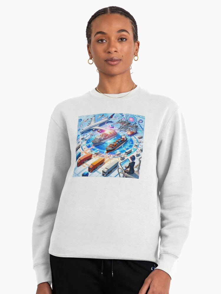 Supply Chain Network Anime Pullover Sweatshirt - Unique Design White
