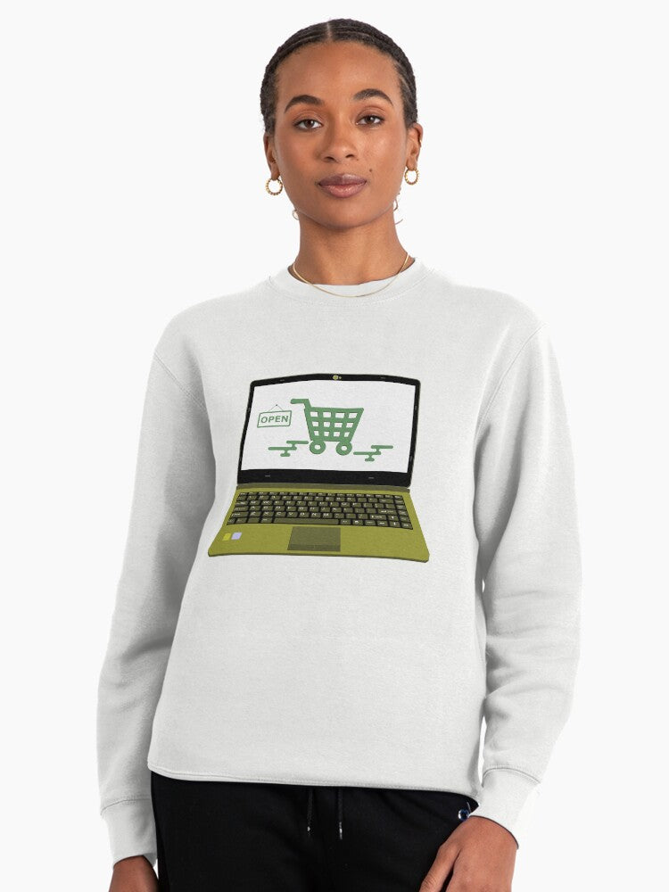 Laptop Vector Online Shop Payment Pullover Sweatshirt - Tech White