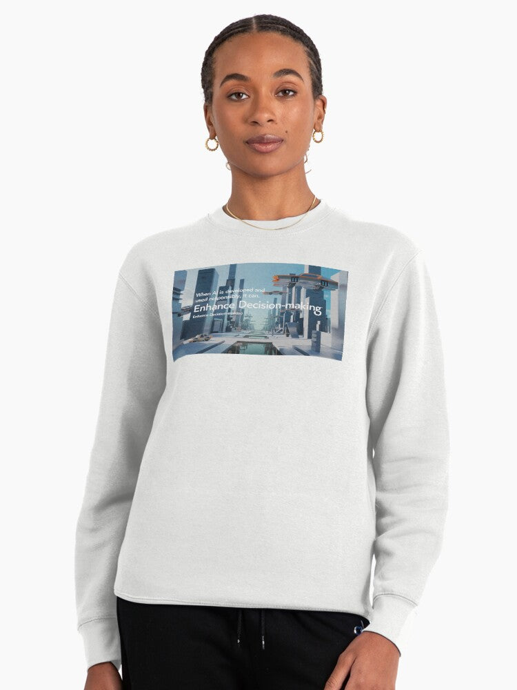 Responsible AI Decision Making Pullover Sweatshirt - Ethical Tech Gear White