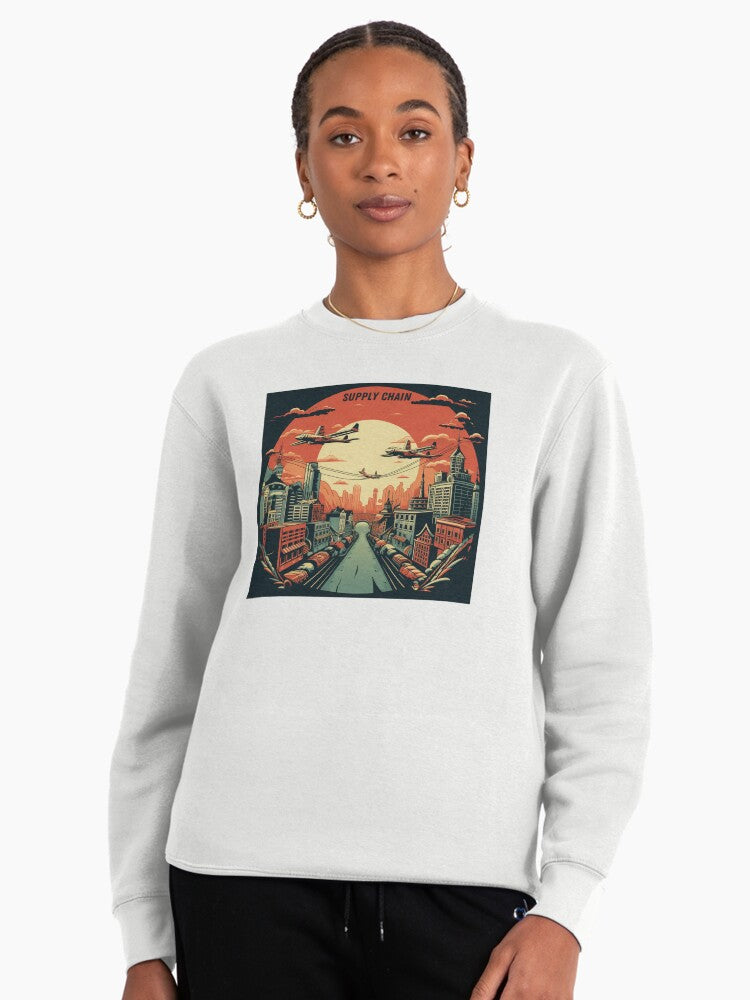 Retro Supply Chain Poster Pullover - Vintage Logistics Hoodie White