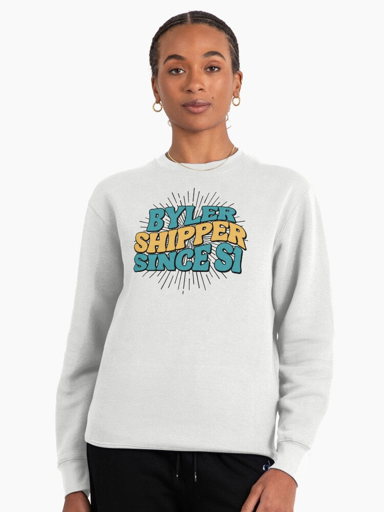 Byler Shipper Since S1 Pullover Sweatshirt - Retro Fan Apparel White