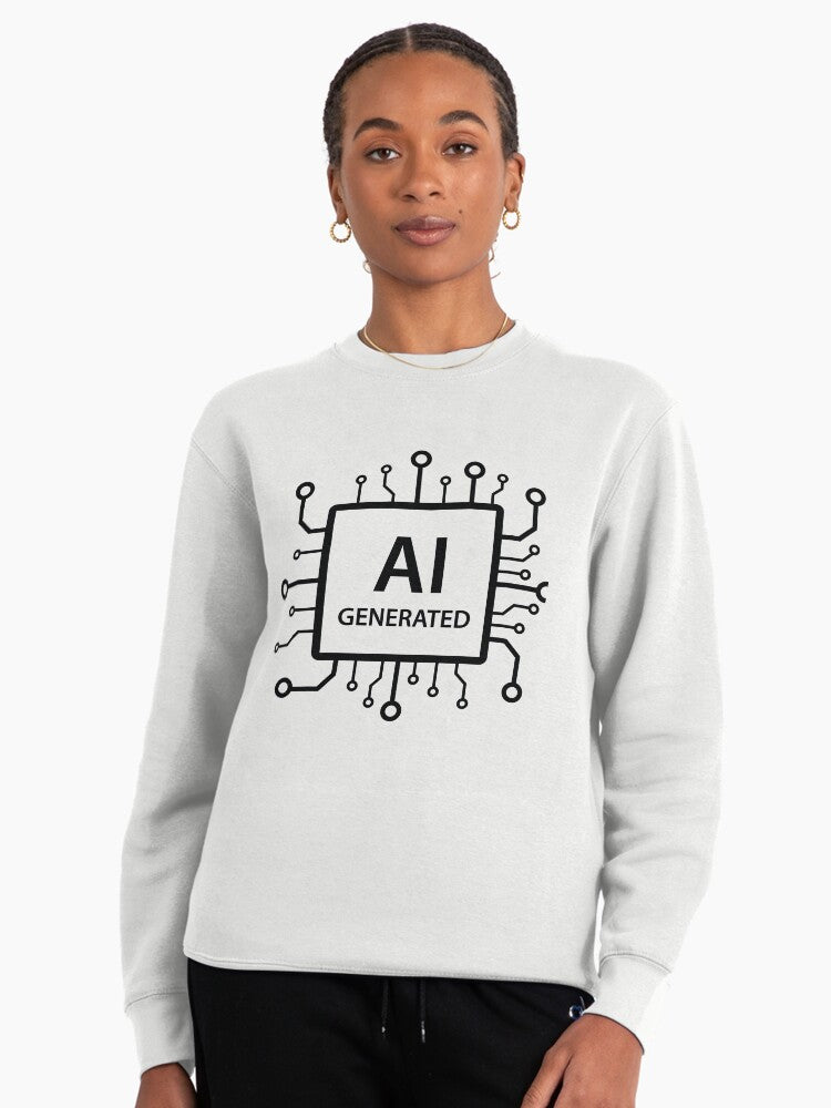 AI-Generated Icon Pullover - Digital Symbol Pullover Sweatshirt White