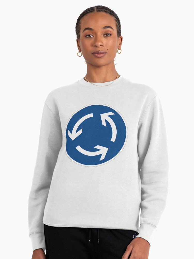 Roundabout Traffic Sign Road Safety Pullover Sweatshirt White