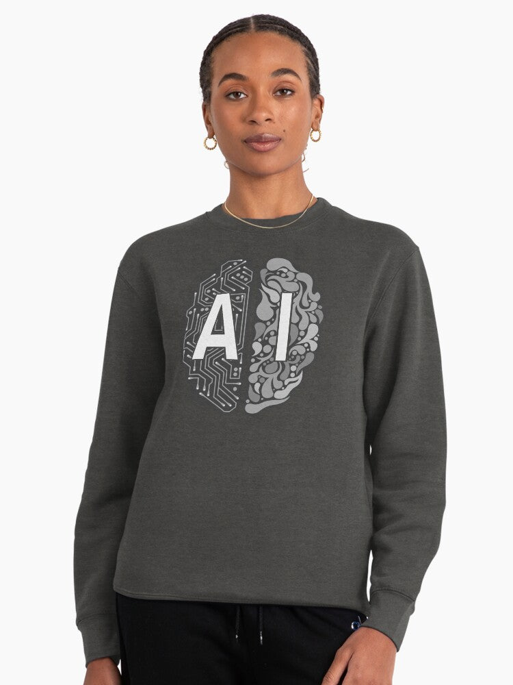 AI Neural Intelligence Pullover Sweatshirt - Machine Learning Graphic Charcoal Heather