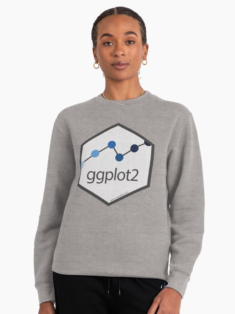 RStudio Ggplot2 Hex Pullover Sweatshirt - Data Scientist Uniform Heather Grey