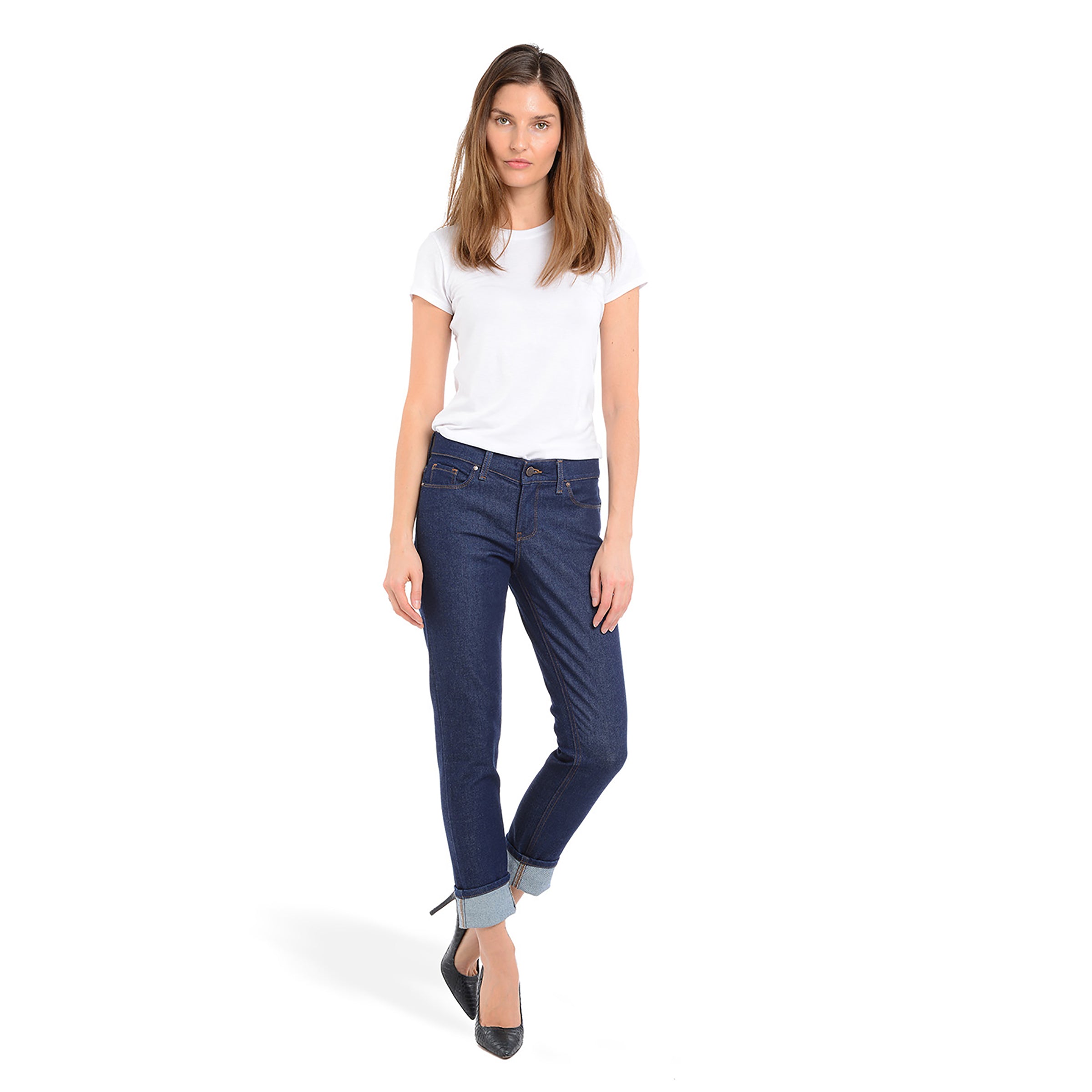 Mid Rise Slim Straight Laight Jeans